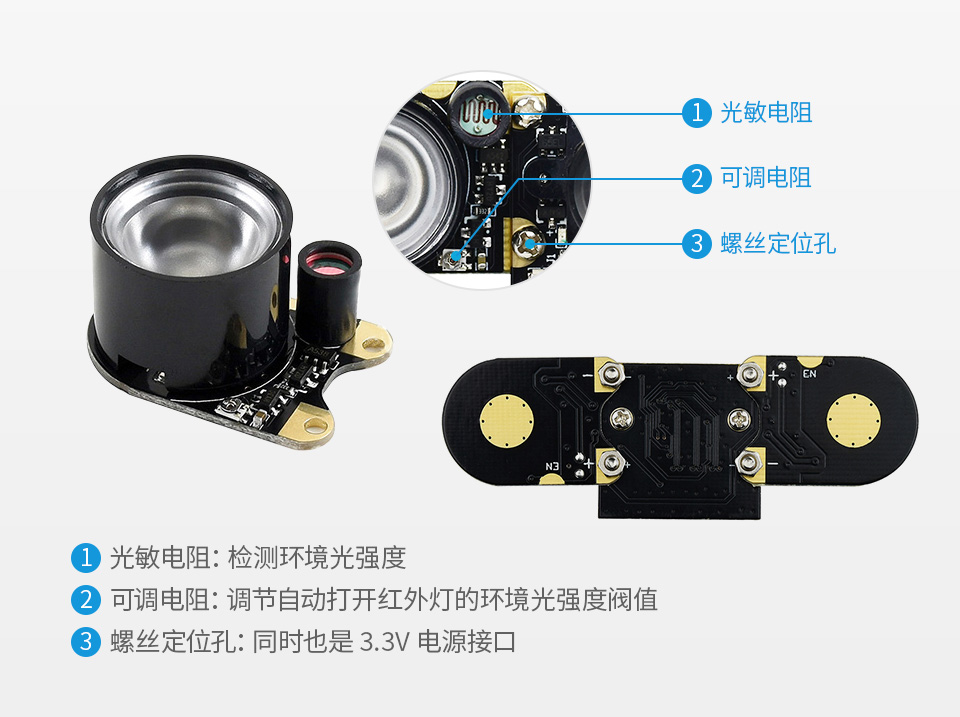 树莓派摄像头 F 型配套感光红外灯