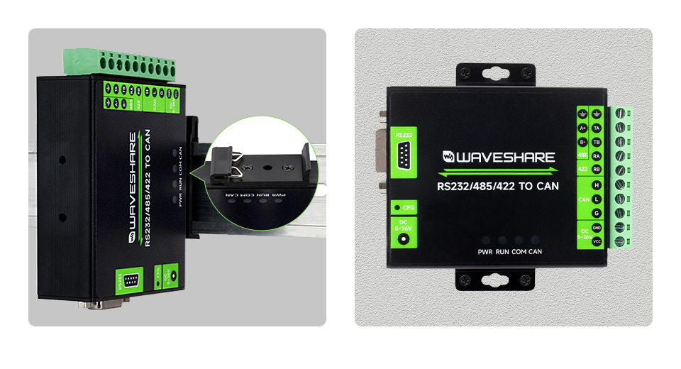 RS232/485/422 转 CAN 工业级隔离型转换器支持壁挂和导轨安装