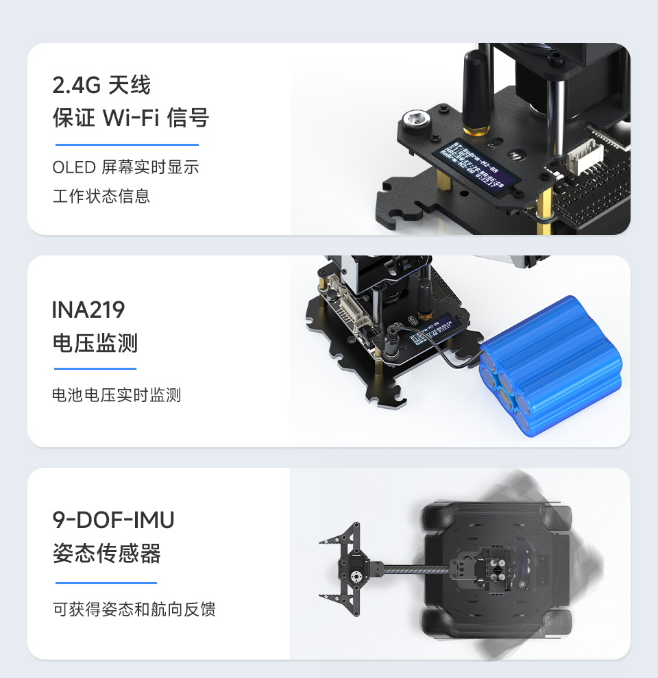 RoArm-M2-GA 板载 INA219 与 9 轴 IMU 传感器