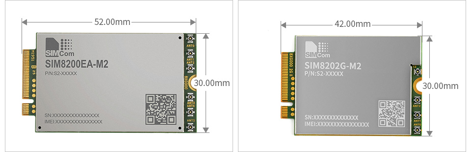 SIM8202G-M2 樹莓派5G擴展板核心5G 模組對比