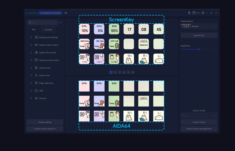 Waveshare SK18 多功能智能控制面板支持实时调用数据制作主题
