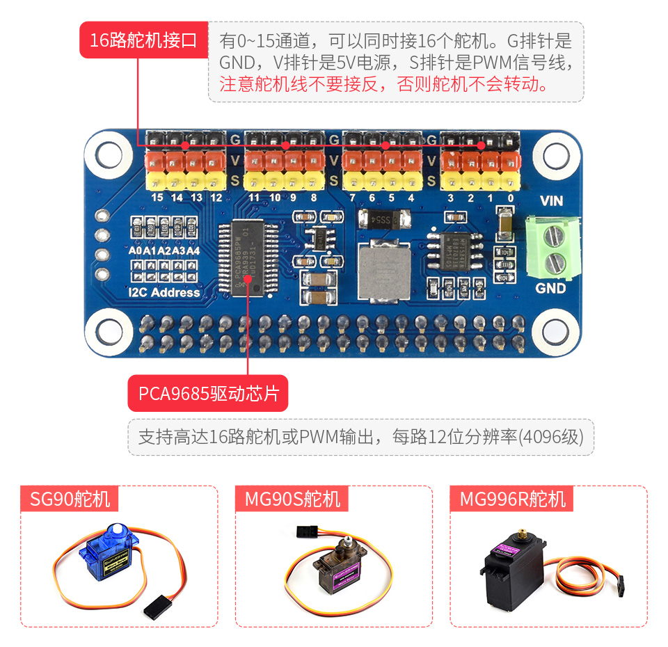 树莓派舵机驱动板Servo Driver HAT