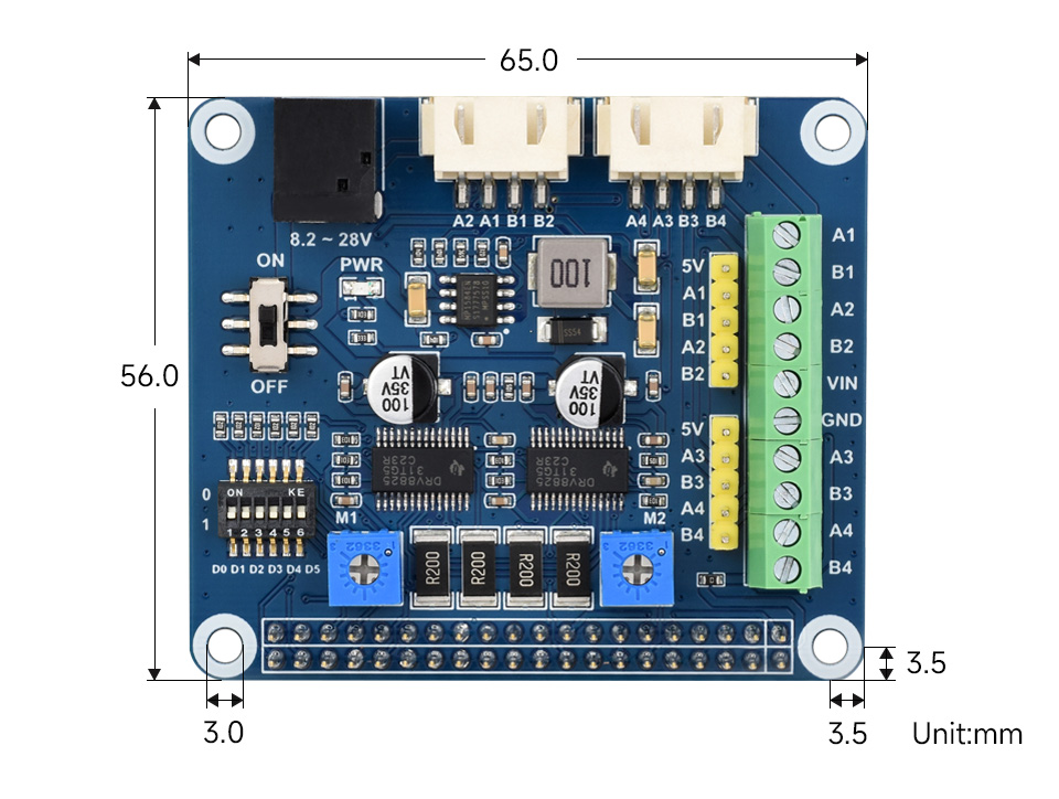 树莓派步进电机驱动板外形尺寸