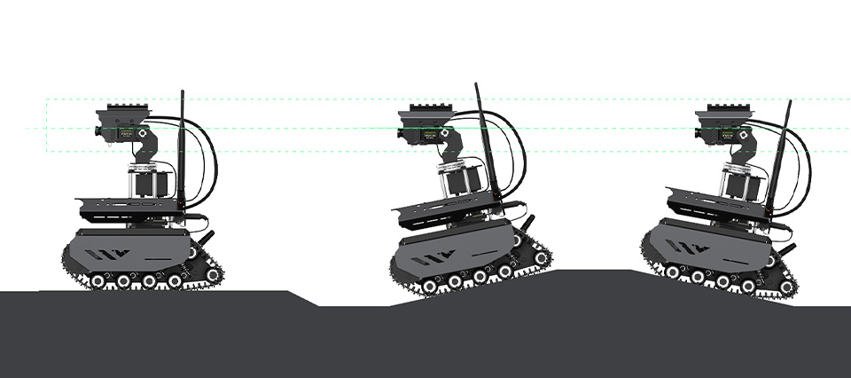 UGV Beast PT AI 机器人，六轮四驱开源移动机器人云台垂直稳定系统在应对路面不平整时的表现