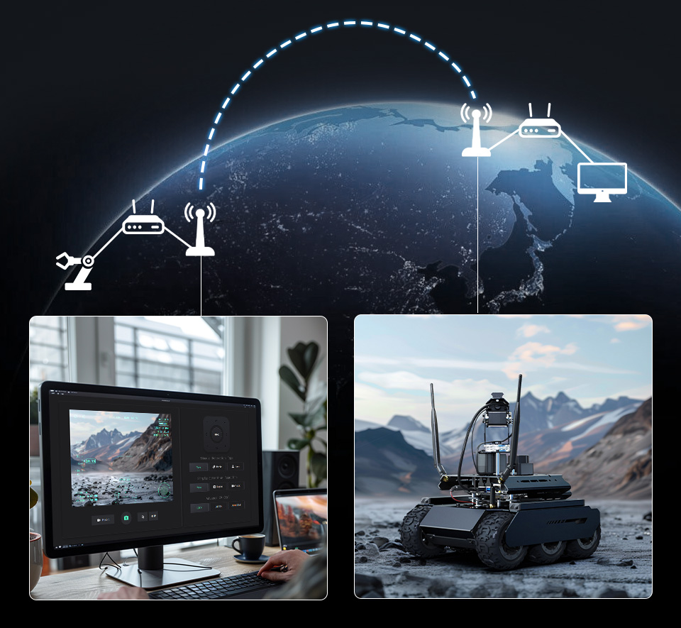 UGV Rover PT AI 机器人，六轮四驱开源移动机器人专为跨互联网的操控