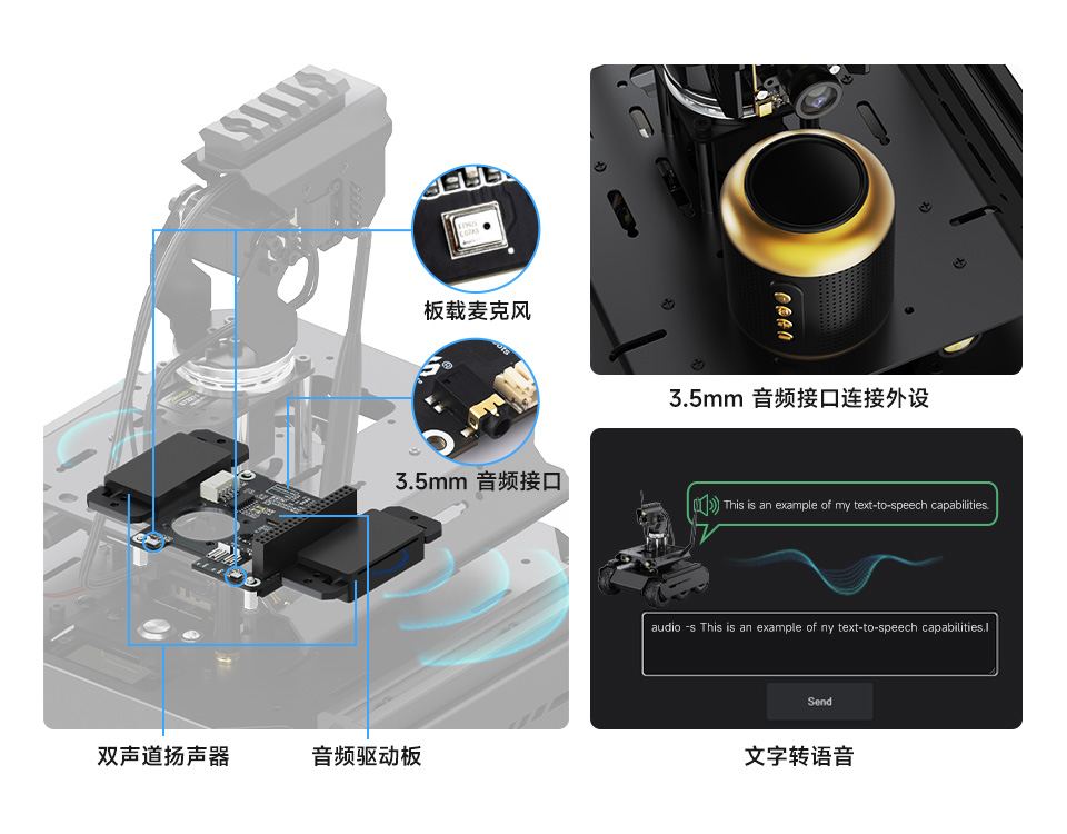 UGV Rover PT AI 机器人，六轮四驱开源移动机器人能听会说