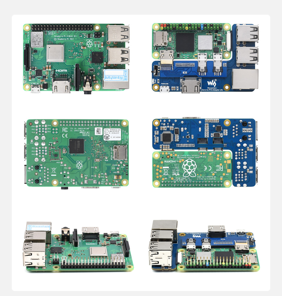 树莓派 zero 转 3B 扩展板外观差异对比
