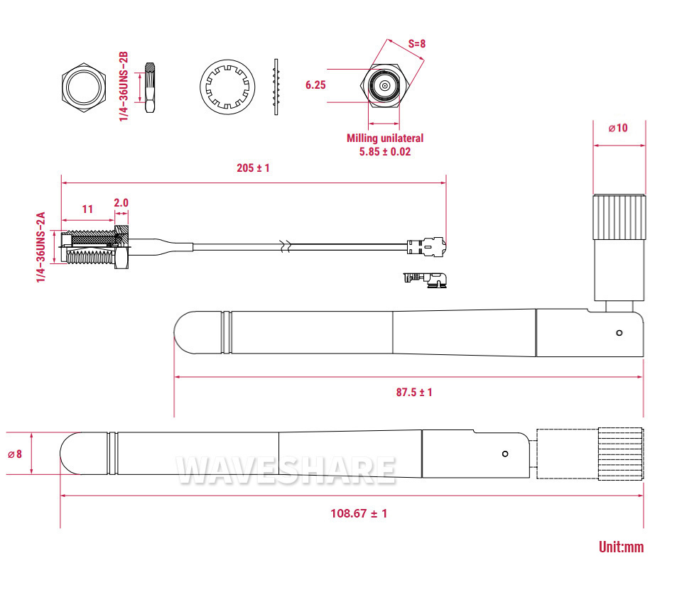 5G全向高增益天线外形尺寸