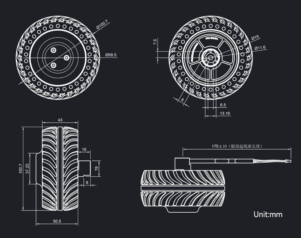 DDSM115 直驱伺服电机尺寸