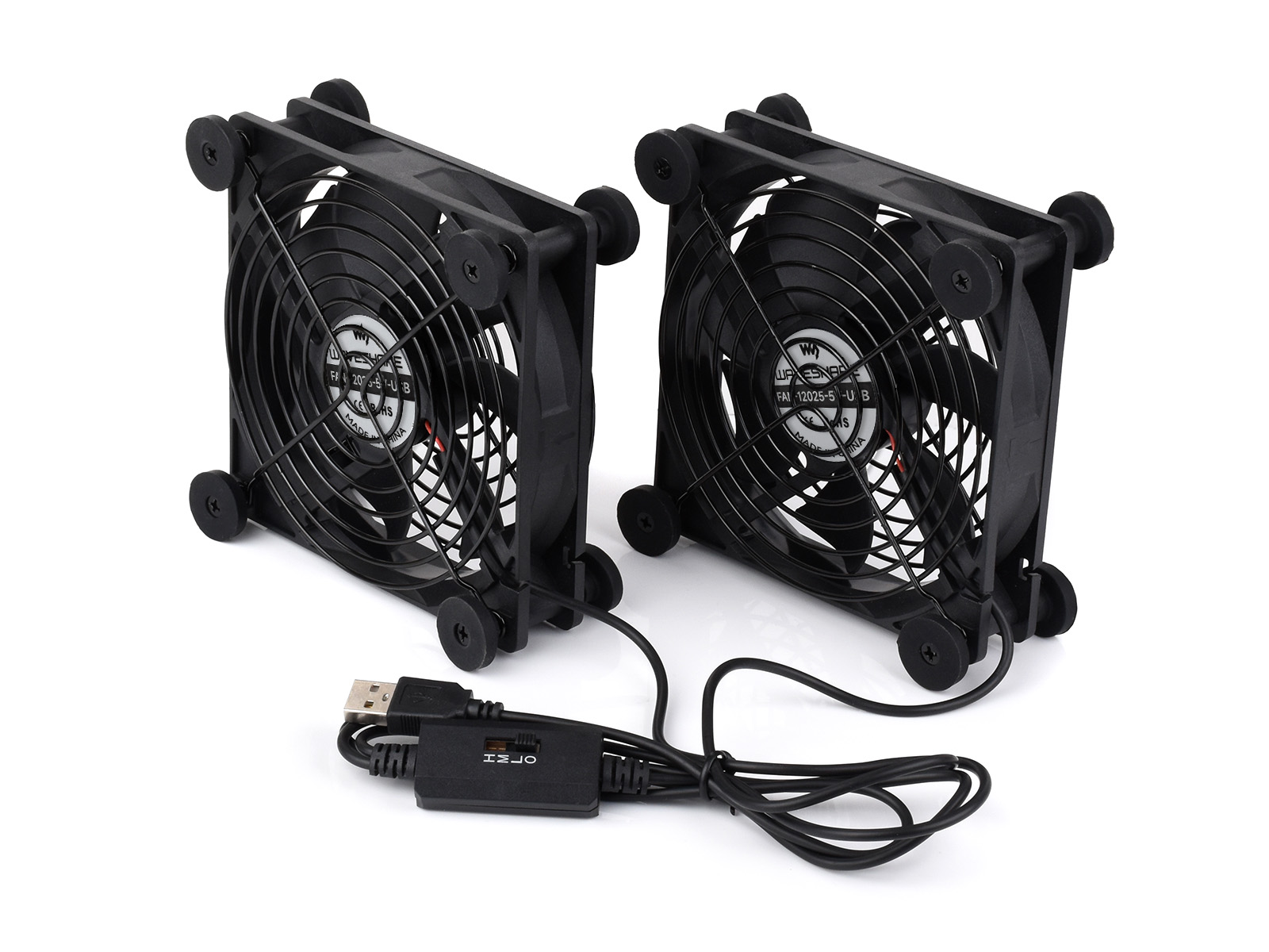 USB 5V 120mm 静音散热双风扇 三档调速 PWM 控制 大风量 防震设计 多设备通用