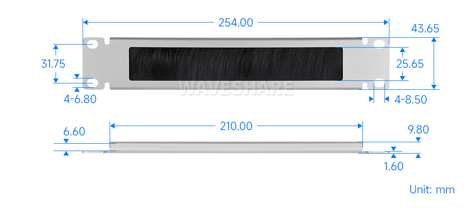 HomeRack Blank Cable Entry Panel 1U 尺寸图纸