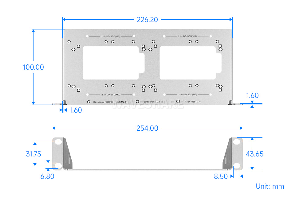 HomeRack Blank SBC Shelf 1U 尺寸图纸