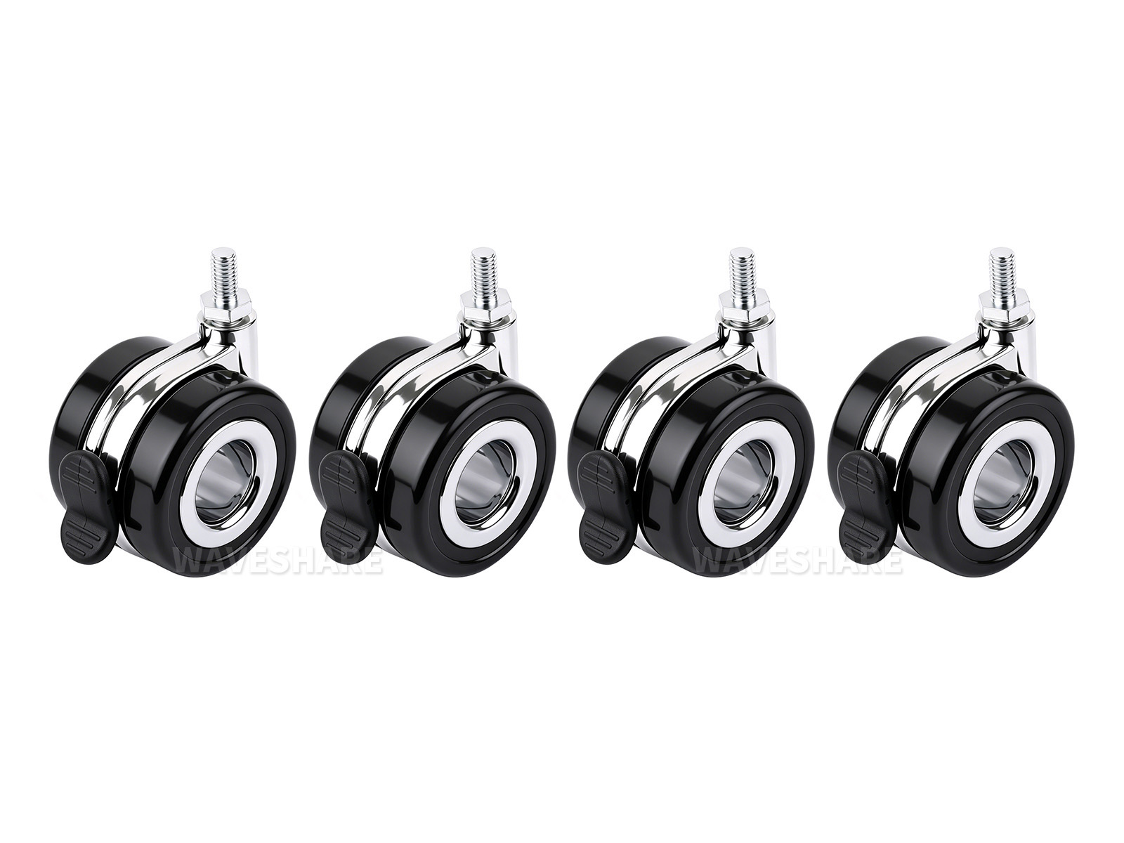 HomeRack 2.5寸(60mm)中空万向轮套件 带刹车 适用带M8螺孔设备 承重65kg/轮