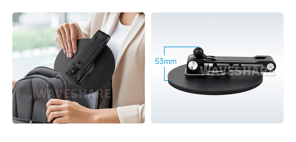 VESA 便携屏支架轻松折叠，收纳厚度小，不占空间，是移动办公的理想选择