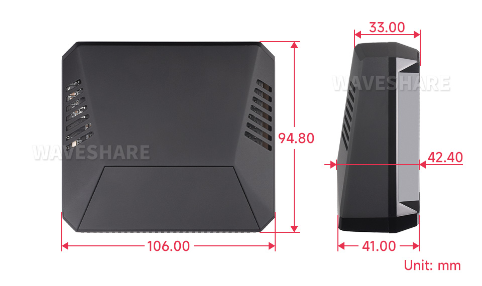 树莓派 5 铝合金外壳产品尺寸