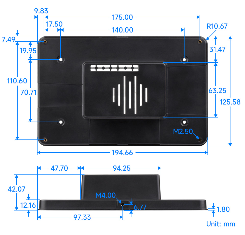 5 英寸触控屏标准版尺寸