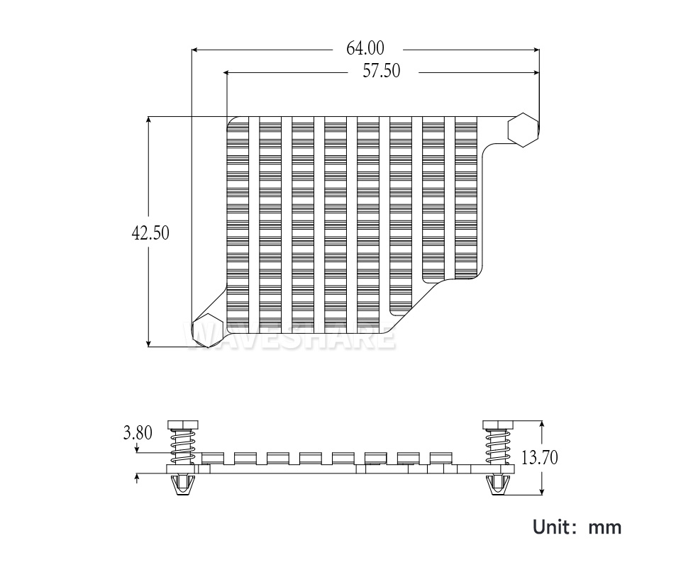 树莓派 5 专用散热器产品尺寸