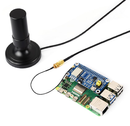 Q25 GNSS天线与LC29H HAT接线示例 - 紧凑天线连接树莓派GPS HAT扩展板