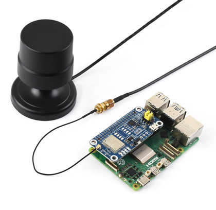 Q50 GNSS天线接入LC29H GPS/RTK HAT树莓派扩展板接线示例