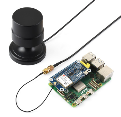 Q50 GNSS天线接入ZED-F9P GPS-RTK HAT树莓派扩展板接线示例