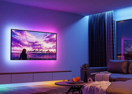 RGB 幻彩 COB 灯带  客厅电视背景墙氛围照明应用