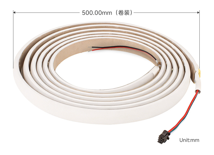 RGBWC 幻彩 COB 灯带产品尺寸 5米卷装尺寸参数