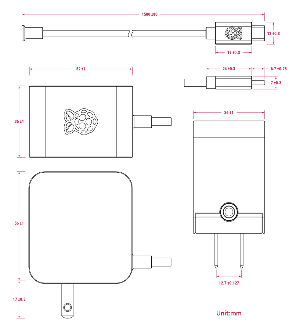 45W USB Type-C 电源美规 (US) 尺寸