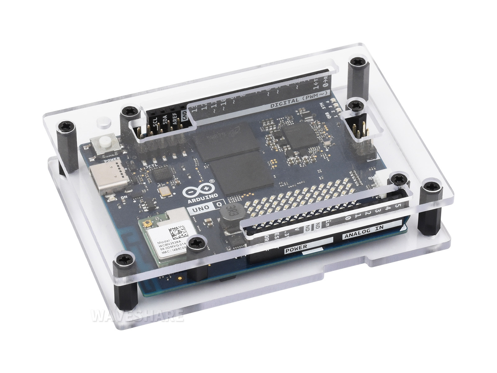 Arduino UNO Q 开发板外壳套件 (开发板 2GB RAM 16GB eMMC  + 透明 PC 外壳)