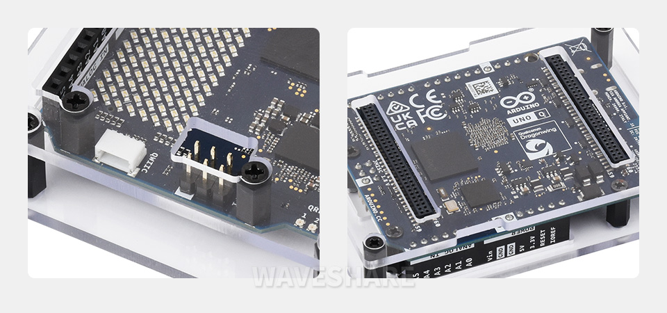 Arduino UNO Q 外壳孔位细节图 支持接口扩展