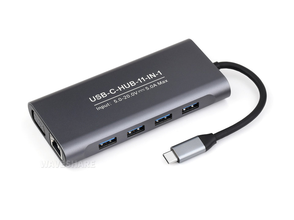 USB-C 11 合 1 扩展坞展示图，产品尺寸