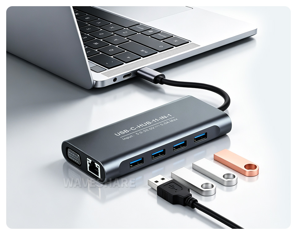 USB-C 11 合 1 扩展坞，接口展示