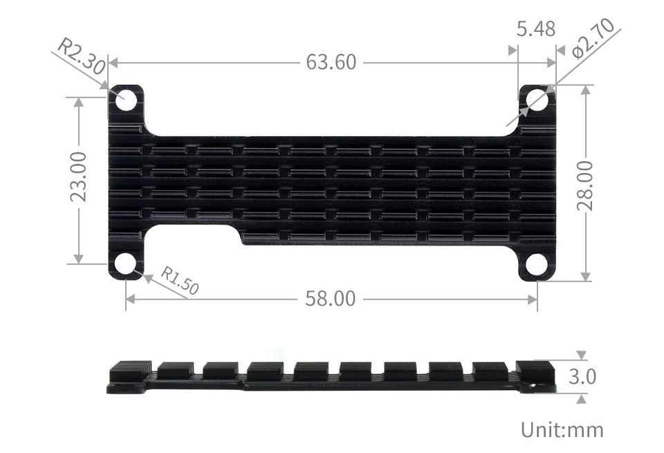 树莓派 Zero 安装散热片尺寸大小