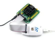 STM32-QFP64测试座接入RLINK示意图