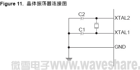ATmega8 晶体振荡器连接图