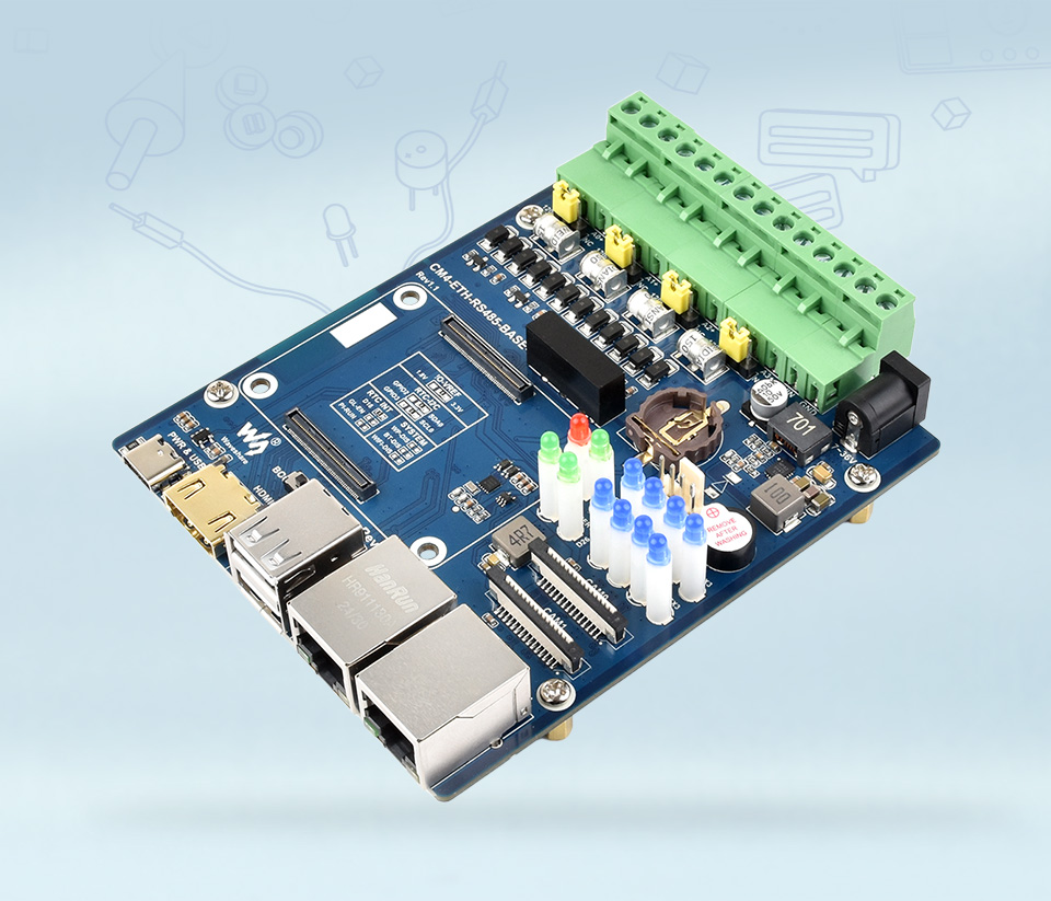 树莓派CM4双网口四路RS485扩展板