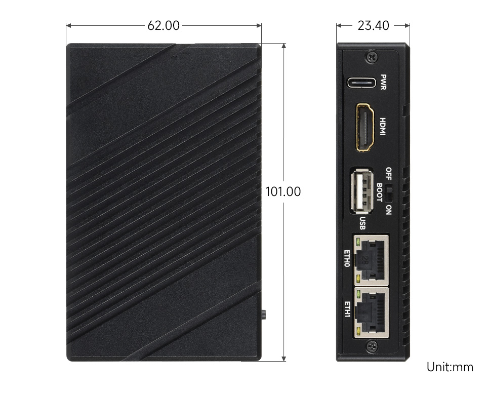 树莓派 CM5 双网口扩展板外形尺寸