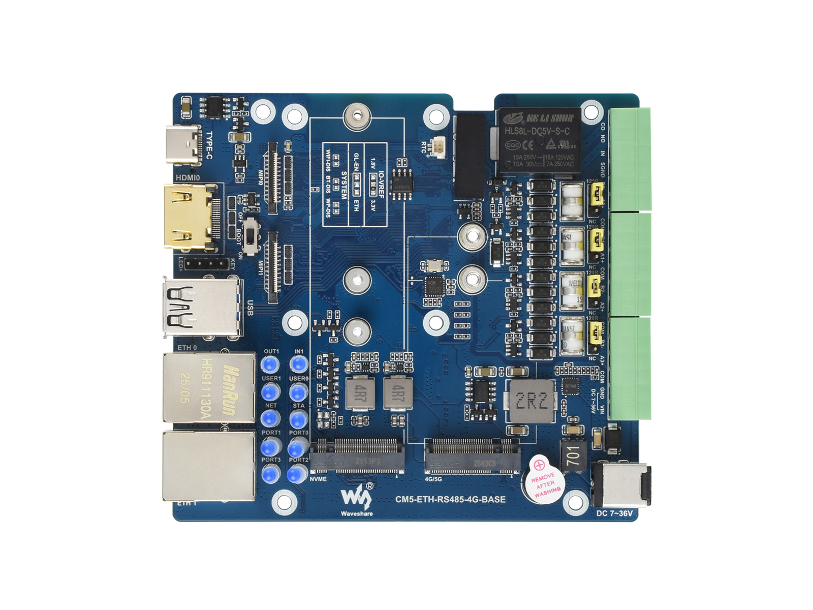 CM5 千兆 / 2.5G 双网口多功能扩展板 支持 RS485 工业通信、4G / 5G 通信、4K 输出，适用于树莓派 Compute Module 5 的所有版本