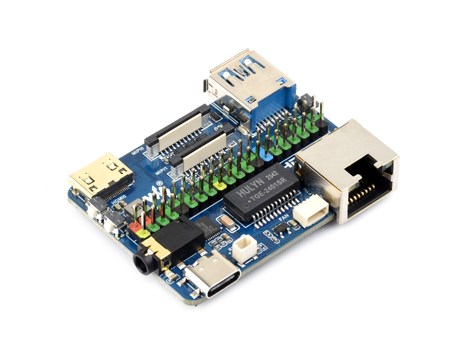 树莓派Compute Module 5超迷你扩展板B型 焊接排针版 仅CM5大小 4K HDMI USB3.2 千兆网口 双MIPI