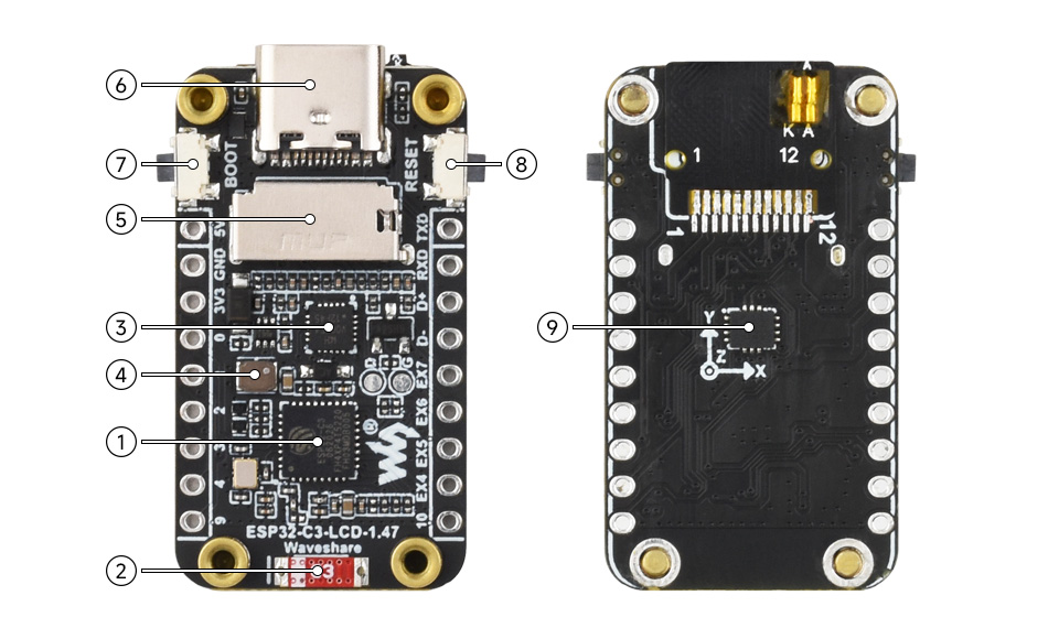 ESP32-C3 1.47 英寸液晶开发板资源简介