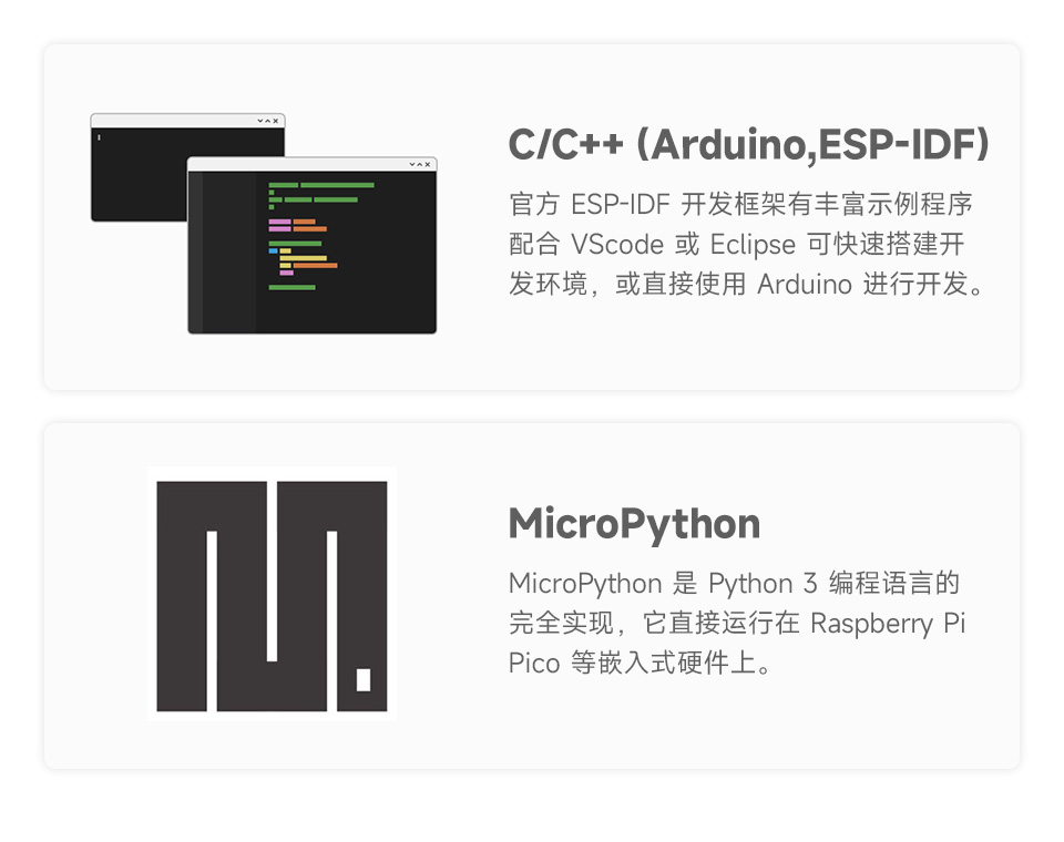ESP32-C3-Zero 迷你开发板支持 C/C++，MicroPython
