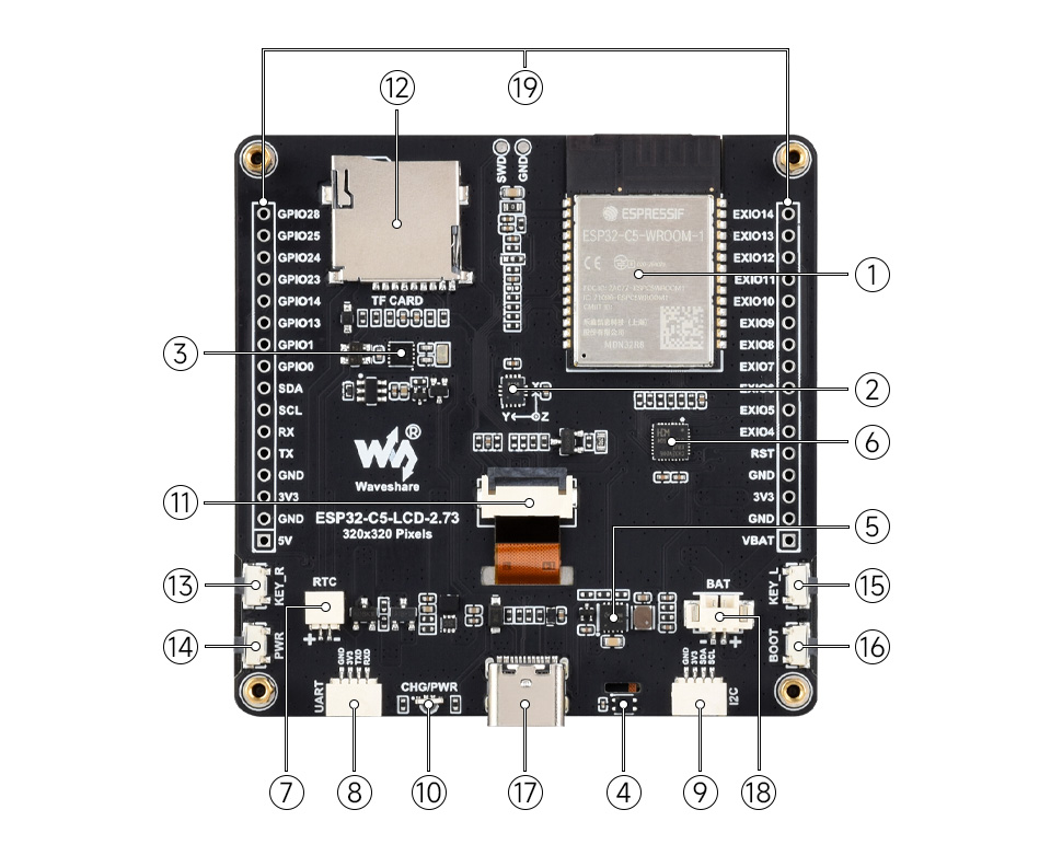 ESP32-C5 2.73 英寸液晶开发板资源简介