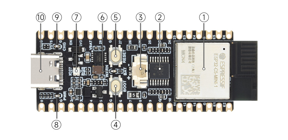 微雪 ESP32-C5 微控制器 Wi-Fi 开发板资源简介
