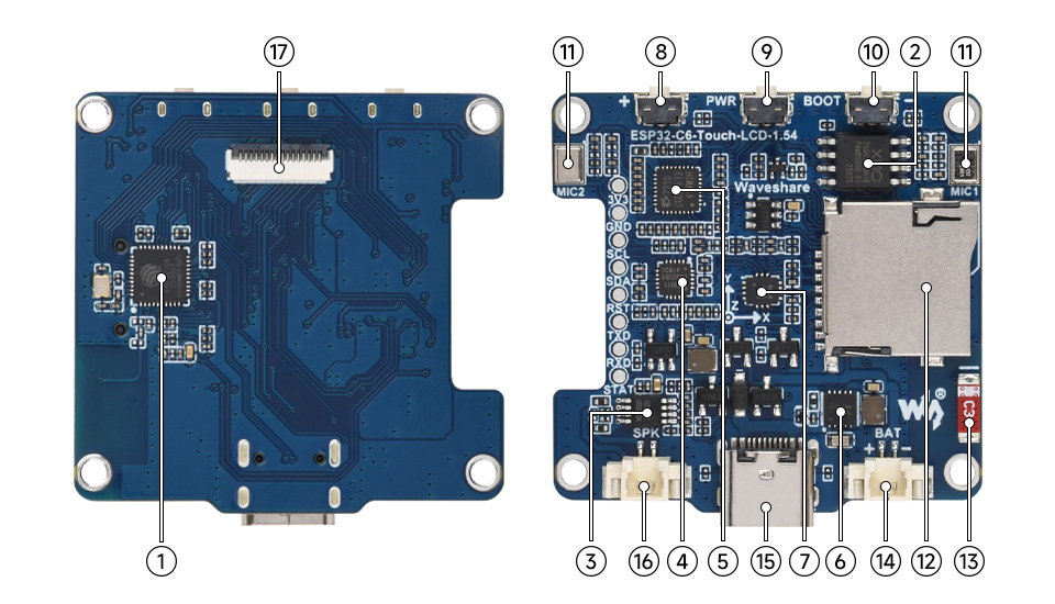 ESP32-C6 1.54 英寸触摸液晶开发板资源简介