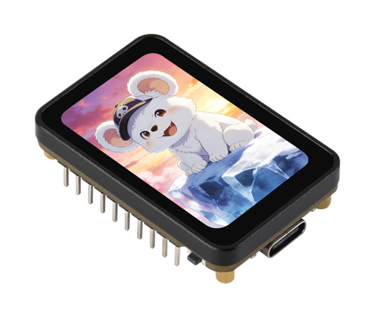 ESP32-C6-Touch-AMOLED-1.64-M 产品亮屏图片 带排针