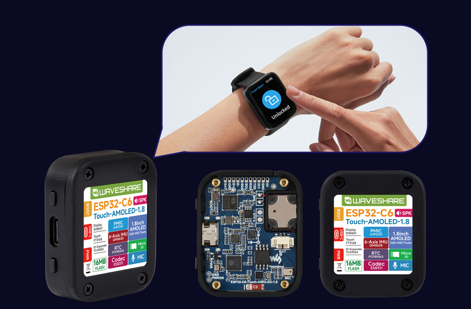 ESP32-C6-Touch-AMOLED-1.8 英寸液晶开发板30 个多功能 GPIO 引脚