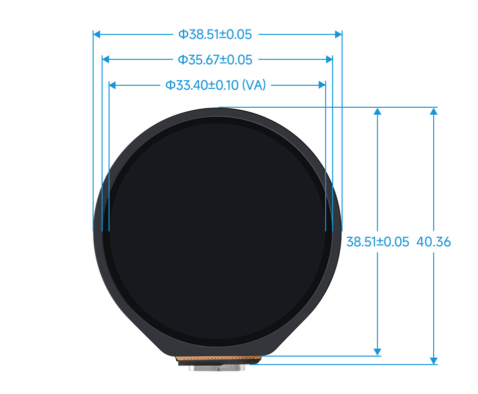 ESP32-C6 1.28 英寸触摸液晶开发板产品尺寸