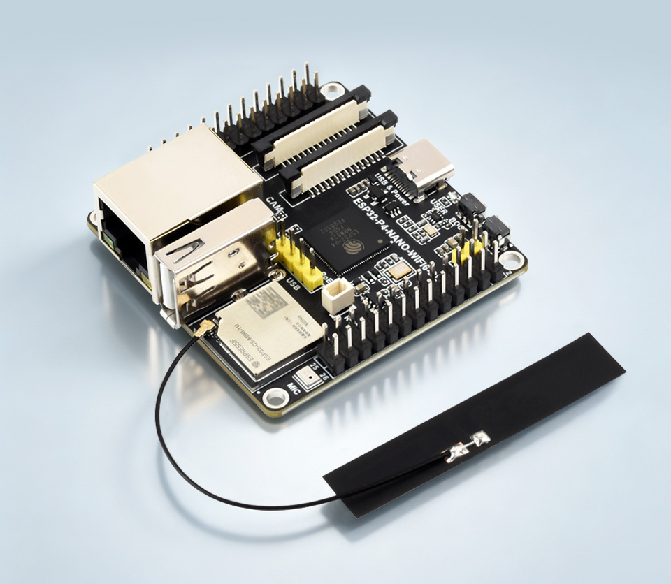 微雪 ESP32-P4-NANO-WIFI6-DB 开发板搭配 FPC 天线和喇叭