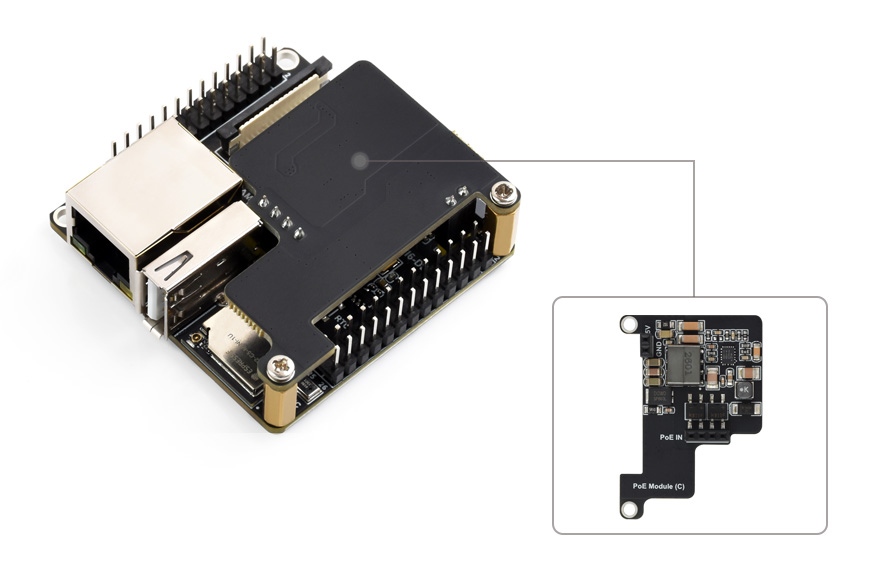 PoE Module (C) 安装在 ESP32-P4-NANO 开发板上