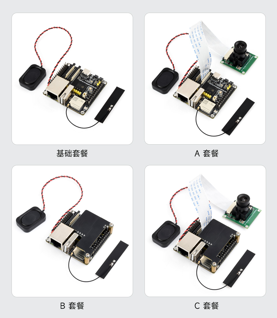 ESP32-P4-NANO 开发板A\B\C套餐实物组合展示图