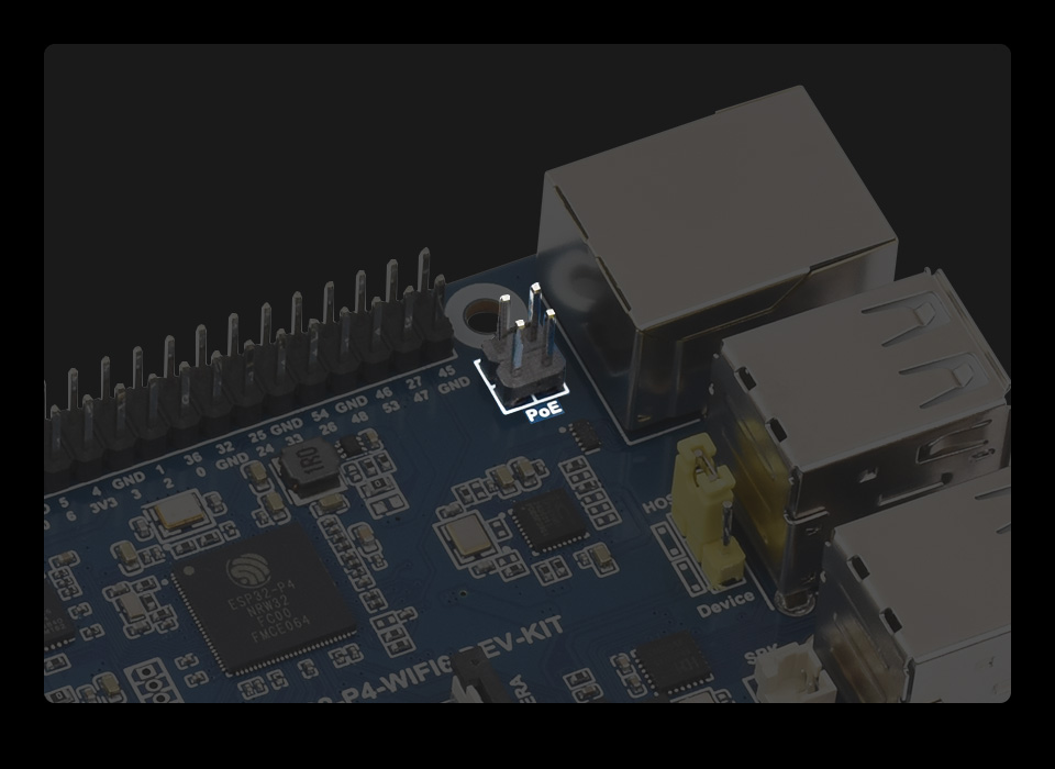 微雪 ESP32-P4-WIFI6-DEV-KIT Wi-Fi 开发板预留 PoE 模块接口